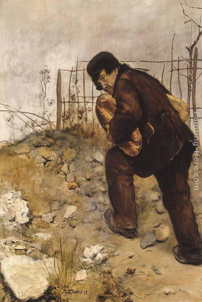 L'homme aux deux pains painting - Jean Francois Raffaelli L'homme aux deux pains art painting